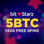 BitStarz Casino homepage featuring crypto slots, Bitcoin bonuses, and online casino games.