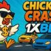 "Chicken Gold Crash online casino game showing a rising multiplier and gold chicken symbol"
